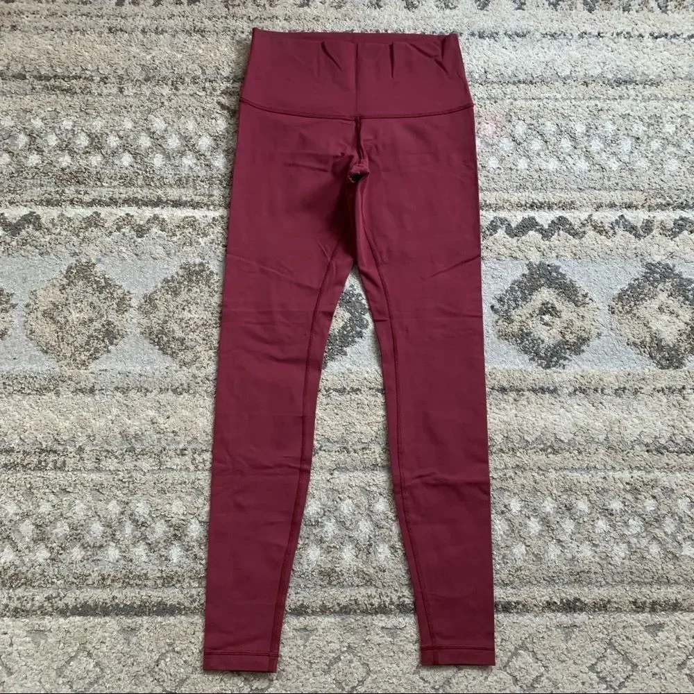 Lululemon Wunder Under Wine Maroon Leggings 10